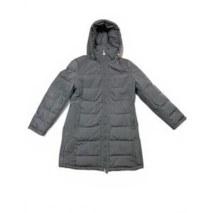 Andrew Marc Women's Long‎ Hooded Puffer Jacket Gray Large